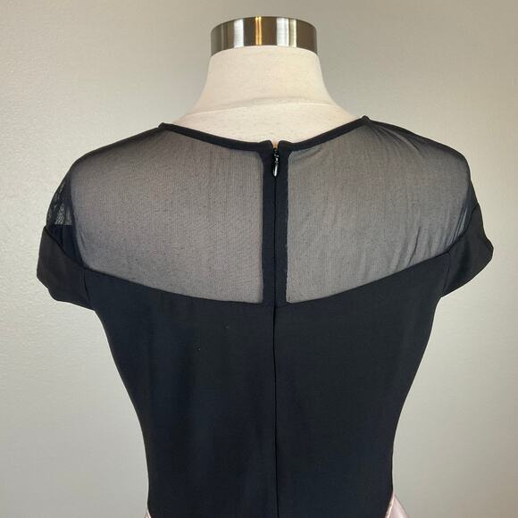 Betsy & Adam Mini Fit and Flare Cocktail Dress Size 8 Black Knit and Pink Satin - Picture 6 of 12